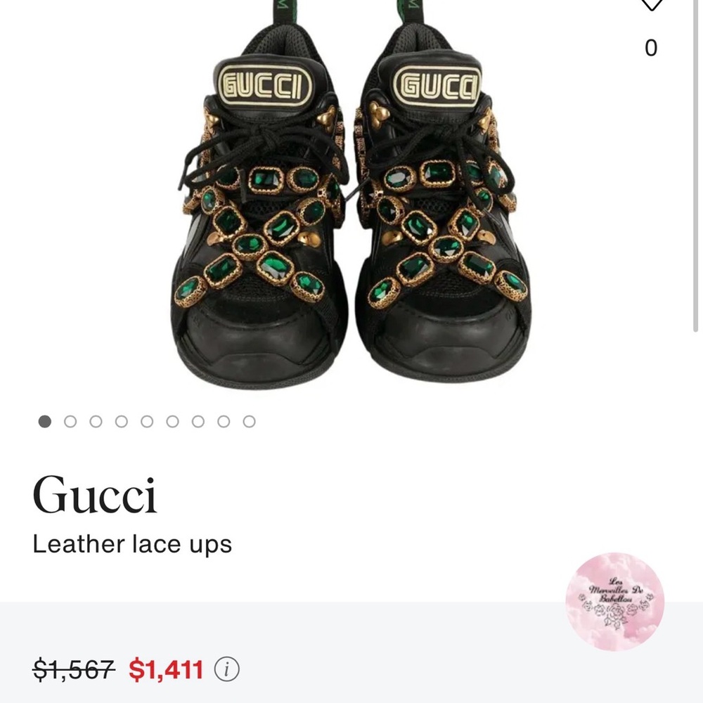 Gucci Flashtrek Embellished Leather Lace-Up Sneakers size 38.5 Woman - Picture 6 of 6